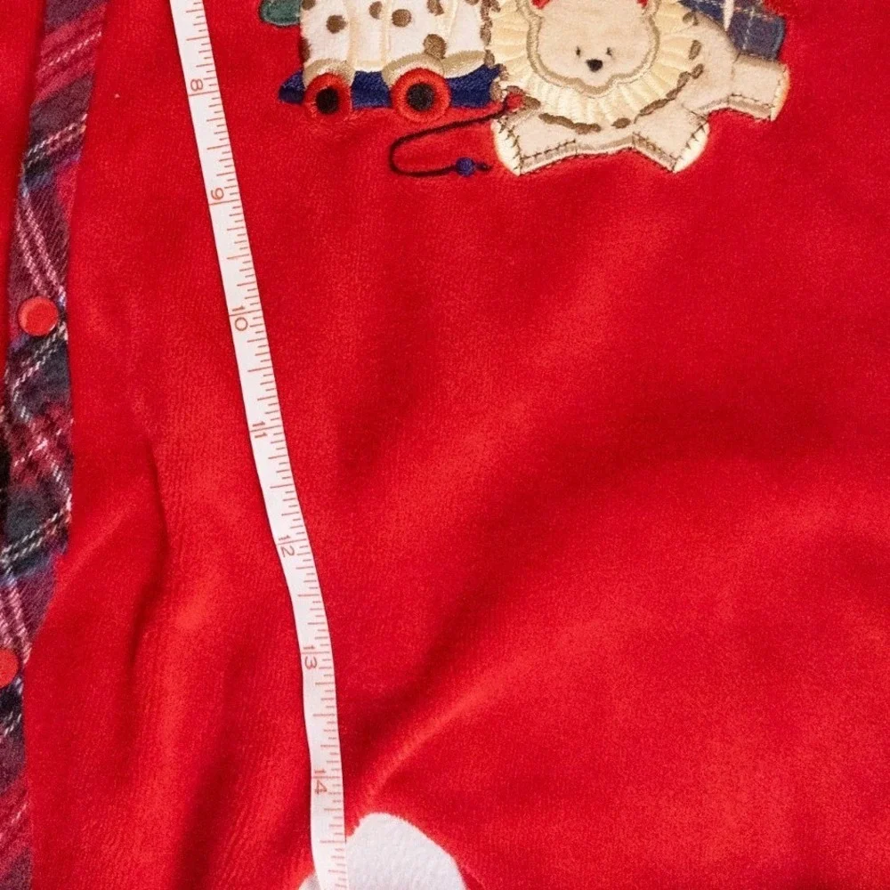 Vintage Little Me Christmas Sleeper Red Plaid Velour Footed Romper‎ Y2K Baby 6M